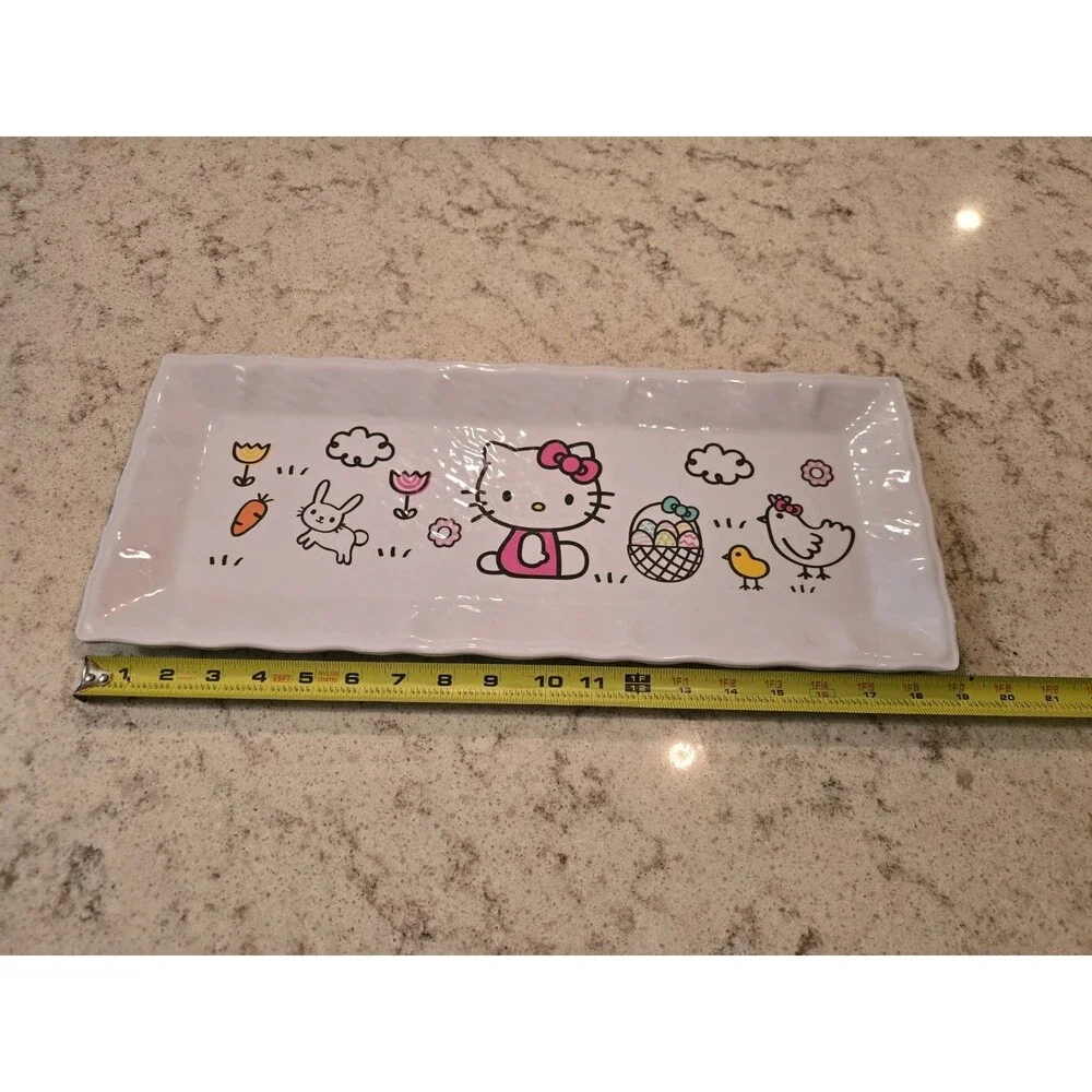 Hello Kitty Easter Melamine Serving Tray Bunny Chick Egg Platter Sanrio 18